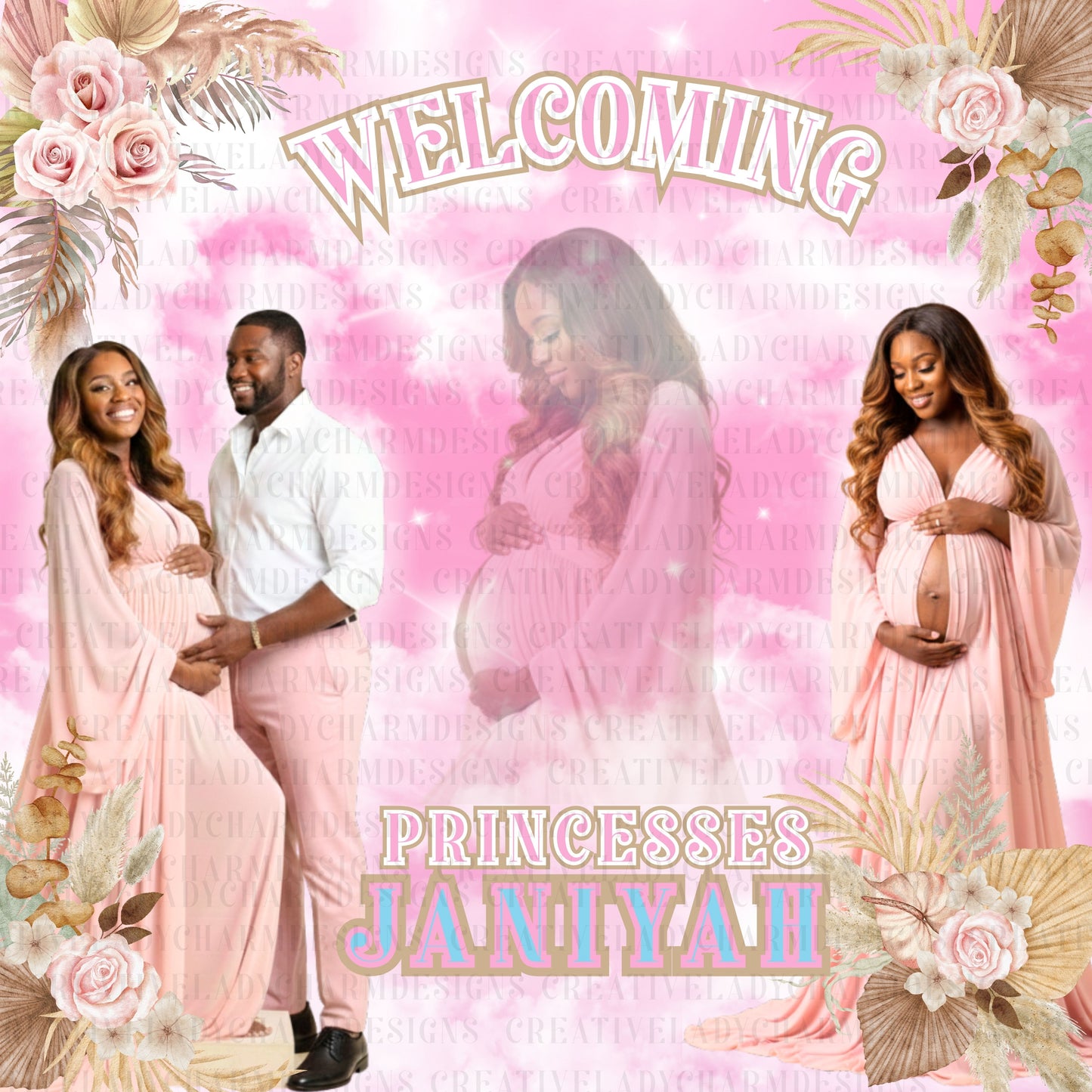 Baby Shower Backdrop - Photo/Personalized - 8X8 size